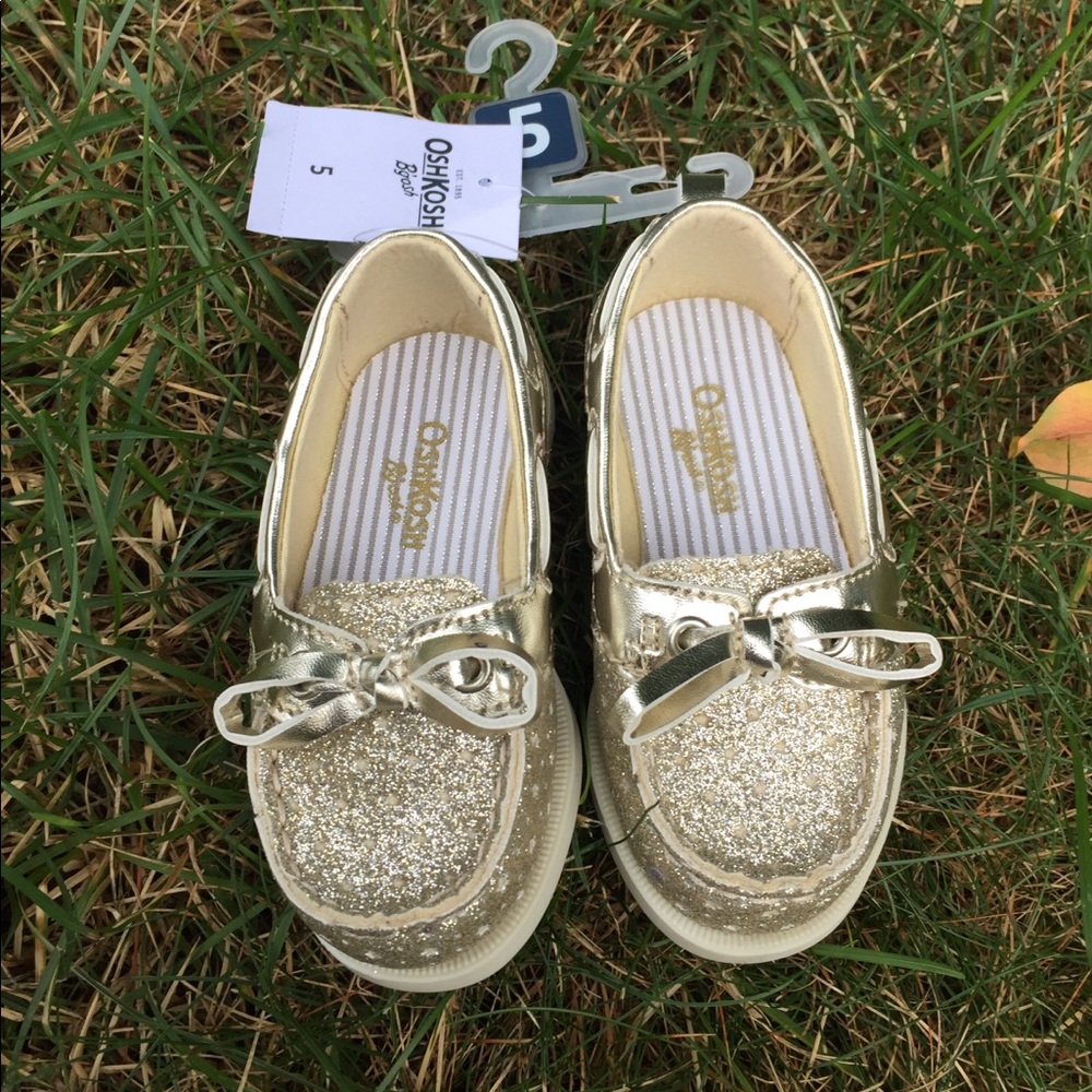 Girls Size 5 Gold Sparkly Shoes